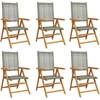 Image de vidaXL Chaise de jardin Réglable 6 pcs. Gris Poly Rotin Massif
