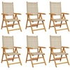 Image de vidaXL Chaise de jardin Réglable 6 pcs. Beige Poly Rotin Massif