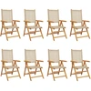 Image de vidaXL Chaise de jardin Réglable 8 pcs. Beige Poly Rotin Massif