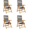 Image de vidaXL Chaise de jardin Réglable 4 pcs. noir bois massif acacia