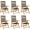 Image de vidaXL Chaise de jardin Réglable 6 pcs. noir bois massif acacia