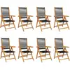 Image de vidaXL Chaise de jardin Réglable 8 pcs. noir bois massif acacia