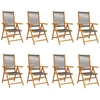 Image de vidaXL Chaise de jardin Réglable 8 pcs. Gris Bois massif Acacia
