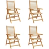 Image de vidaXL Chaise de jardin Réglable 4 pcs. Beige Bois massif Acacia