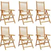 Image de vidaXL Chaise de jardin Réglable 6 pcs. Beige Bois massif Acacia