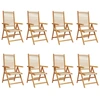 Image de vidaXL Chaise de jardin Réglable 8 pcs. Beige Bois massif Acacia