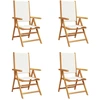 Image de vidaXL Chaise de jardin Réglable 4 pcs. Blanc crème Tissu et bois massif