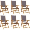 Image de vidaXL Chaise de jardin Réglable 6 pcs. Anthracite Tissu et bois massif