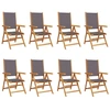 Image de vidaXL Chaise de jardin Réglable 8 pcs. Anthracite Tissu et bois massif