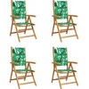 Image de vidaXL Chaises de jardin Réglables 4 pcs. Vert Tissu et bois massif