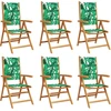 Image de vidaXL Chaises de jardin Réglables 6 pcs. Vert Tissu et bois massif