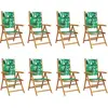 Image de vidaXL : 8 chaises pliantes réglables, vert, tissu et bois massif