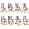 Image de vidaXL Chaises de jardin Réglables 8 pcs. Bleu Blanc Tissu et bois massif