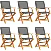 Image de vidaXL Chaises de jardin 6 pcs. Pliable Noir Poly Rotin & Bois Massif