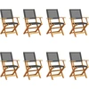Image de vidaXL Chaises de jardin 8 pcs. Pliable Noir Poly Rotin & Bois Massif