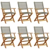 Image de vidaXL Chaises de jardin 6 pcs. Pliable Gris Poly Rotin & Bois Massif