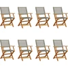 Image de vidaXL Chaises de jardin 8 pcs. Pliable Gris Poly Rotin & Bois Massif