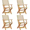 Image de vidaXL Chaises de jardin 4 pcs. Pliable Beige Poly Rotin & Bois Massif