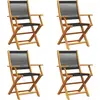 Image de vidaXL Chaises de jardin 4 pcs. Pliable Noir Bois massif Acacia