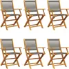 Image de vidaXL Chaises de jardin 6 pcs. Pliable Gris Bois massif Acacia