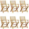 Image de vidaXL Chaises de jardin 6 pcs. Pliable Beige Bois massif Acacia