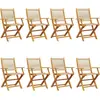 Image de vidaXL Chaises de jardin 8 pcs. Pliable Beige Bois massif Acacia