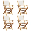 Image de vidaXL Chaises de jardin 4 pcs. Pliable Blanc Crème Tissu et bois massif
