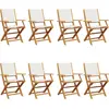 Image de vidaXL Chaises de jardin 8 pcs. Pliable Blanc Crème Tissu et bois massif