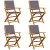 Image de vidaXL Chaises de jardin 4 pcs. Pliable Anthracite Tissu et bois massif