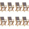 Image de vidaXL Chaises de jardin 8 pcs. Pliable Anthracite Tissu et bois massif
