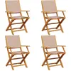 Image de vidaXL Chaises de jardin 4 pcs. Pliable Taupe Tissu et bois massif