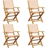 Image de vidaXL Chaises de jardin 4 pcs. Pliable Beige Tissu et bois massif