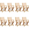 Image de vidaXL Chaises de jardin 8 pcs. Pliable Beige Tissu et bois massif