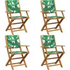 Image de vidaXL Chaises de jardin 4 pcs. Pliable Vert Tissu et bois massif