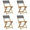 Image de vidaXL Chaises de jardin 4 pcs. Pliable Noir Poly Rotin & Bois Massif