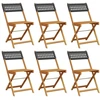 Image de vidaXL Chaises de jardin 6 pcs. Pliable Noir Poly Rotin & Bois Massif