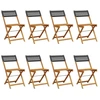 Image de vidaXL Chaises de jardin 8 pcs. Pliable Noir Poly Rotin & Bois Massif