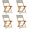 Image de vidaXL Chaises de jardin 4 pcs. Pliable Gris Poly Rotin & Bois Massif