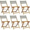 Image de vidaXL Chaises de jardin 6 pcs. Pliable Gris Poly Rotin & Bois Massif