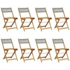 Image de vidaXL Chaises de jardin 8 pcs. Pliable Gris Poly Rotin & Bois Massif