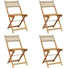 Image de vidaXL Chaises de jardin 4 pcs. Pliable Beige Poly Rotin & Bois Massif
