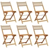 Image de vidaXL Chaises de jardin 6 pcs. Pliable Beige Poly Rotin & Bois Massif