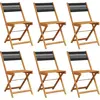Image de vidaXL Chaises de jardin 6 pcs. Pliable Noir Bois massif Acacia