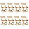 Image de vidaXL Chaises de jardin 8 pcs. Pliable Beige Bois massif Acacia