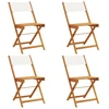 Image de vidaXL Chaises de jardin 4 pcs. Pliable Blanc Crème Tissu et bois massif