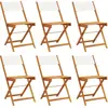 Image de vidaXL Chaises de jardin 6 pcs. Pliable Blanc Crème Tissu et bois massif