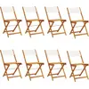 Image de vidaXL Chaises de jardin 8 pcs. Pliable Blanc Crème Tissu et bois massif