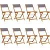 Image de vidaXL Chaises de jardin 8 pcs. Pliable Anthracite Tissu et bois massif