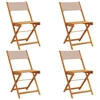 Image de vidaXL Chaises de jardin 4 pcs. Pliable Taupe Tissu et bois massif