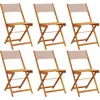 Image de vidaXL Chaises de jardin 6 pcs. Pliable Taupe Tissu et bois massif